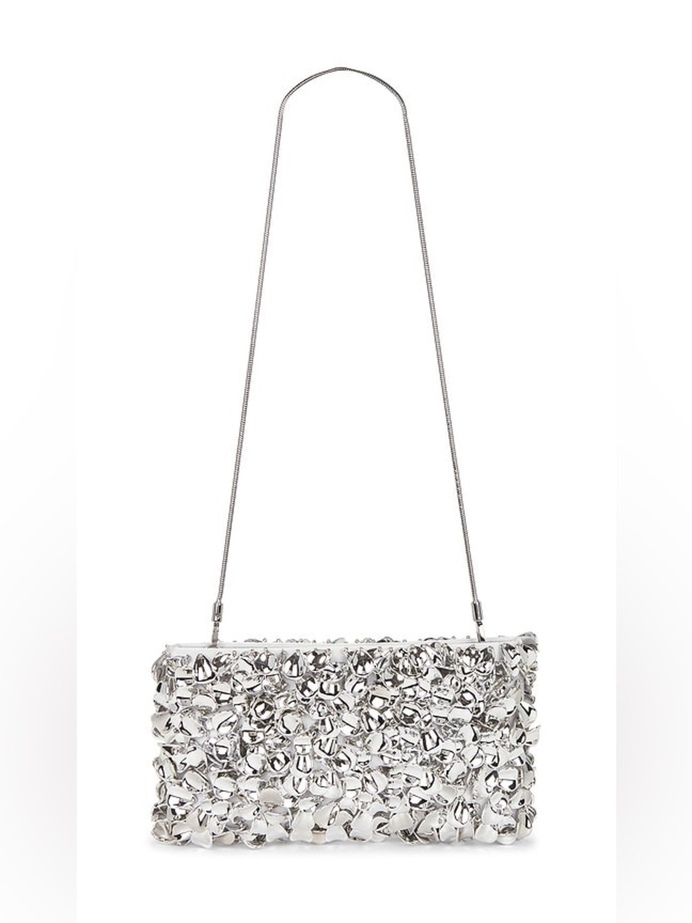 NEW SIMKHAI Reese Beaded Clutch in Silver